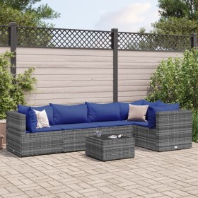 6-piece garden furniture set with gray synthetic rattan cushions by , Garden sets - Ref: Foro24-3308103, Price: 337,20 €, Dis...