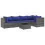 6-piece garden furniture set with gray synthetic rattan cushions by , Garden sets - Ref: Foro24-3308103, Price: 337,20 €, Dis...