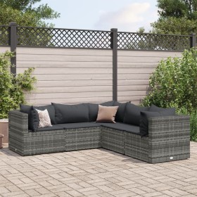 Gartenmöbel-Set 5-teilig mit grauen Polstern aus synthetischem Rattan von , Gartensets - Ref: Foro24-3308122, Preis: 320,99 €...