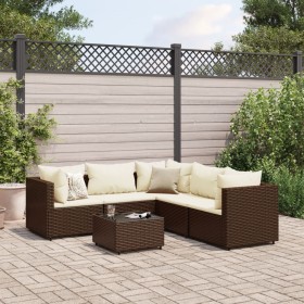 Garden furniture set, 6 pieces, with brown synthetic rattan cushions. by , Garden sets - Ref: Foro24-3308129, Price: 445,62 €...