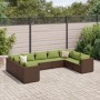 Garden furniture set 9 pieces with brown synthetic rattan cushions by , Garden sets - Ref: Foro24-3308270, Price: 659,99 €, D...