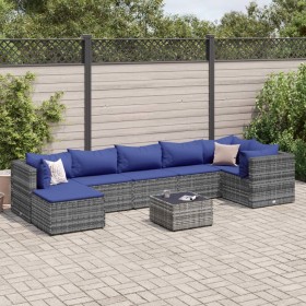 Garden furniture set 8 pieces and gray synthetic rattan cushions by , Garden sets - Ref: Foro24-3308239, Price: 500,15 €, Dis...