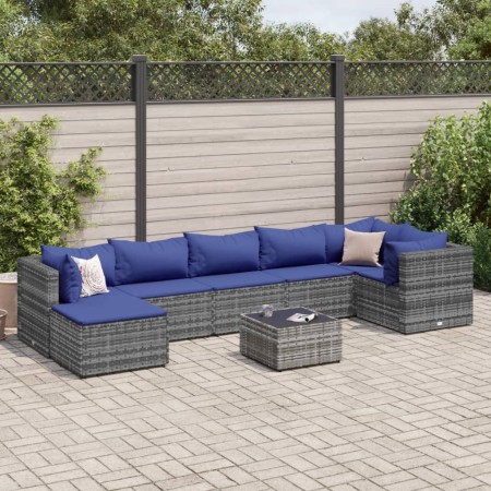 Gartenmöbel-Set 8-teilig mit grauen Polstern aus synthetischem Rattan von , Gartensets - Ref: Foro24-3308239, Preis: 500,15 €...