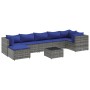 Garden furniture set 8 pieces and gray synthetic rattan cushions by , Garden sets - Ref: Foro24-3308239, Price: 497,99 €, Dis...