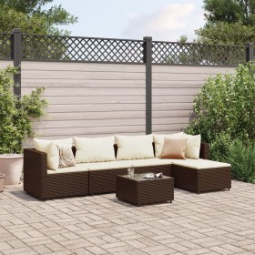 Garden furniture set, 6 pieces, with brown synthetic rattan cushions. by , Garden sets - Ref: Foro24-3308065, Price: 330,99 €...