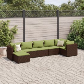 Garden furniture set, 7 pieces, with brown synthetic rattan cushions. by , Garden sets - Ref: Foro24-3308230, Price: 493,16 €...