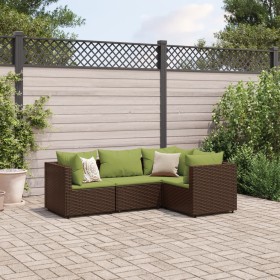 Garden furniture set 4 pieces with brown synthetic rattan cushions by , Garden sets - Ref: Foro24-3308078, Price: 300,99 €, D...