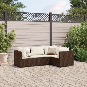 Gartenmöbel-Set, 4-teilig, mit braunen Kissen aus synthetischem Rattan. von , Gartensets - Ref: Foro24-3308073, Preis: 285,99...