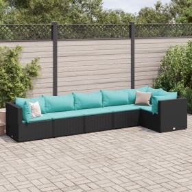 Set muebles de jardín 6 piezas y cojines ratán sintético negro de , Conjuntos de jardín - Ref: Foro24-3308108, Precio: 411,98...