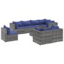 Garden furniture set 9 pieces and gray synthetic rattan cushions by , Garden sets - Ref: Foro24-3308207, Price: 519,67 €, Dis...