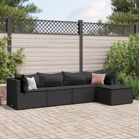 Gartenmöbel-Set 5-teilig mit schwarzen Polstern aus synthetischem Rattan von , Gartensets - Ref: Foro24-3308059, Preis: 351,5...