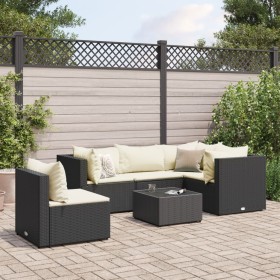 Set muebles de jardín 6 piezas y cojines ratán sintético negro de , Conjuntos de jardín - Ref: Foro24-3308160, Precio: 403,99...