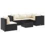 Set muebles de jardín 6 piezas y cojines ratán sintético negro de , Conjuntos de jardín - Ref: Foro24-3308160, Precio: 404,95...