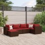 Garden furniture set, 6 pieces, with brown synthetic rattan cushions. by , Garden sets - Ref: Foro24-3308213, Price: 420,60 €...