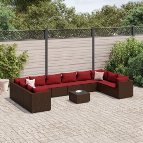 11-piece garden furniture set with brown synthetic rattan cushions by , Garden sets - Ref: Foro24-3308293, Price: 649,99 €, D...