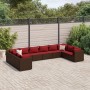 Garden furniture set 10 pieces and brown synthetic rattan cushions by , Garden sets - Ref: Foro24-3308285, Price: 588,11 €, D...