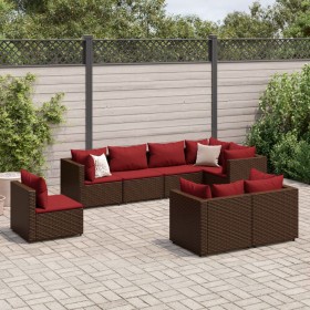 Set of 8-piece garden sofas and brown synthetic rattan cushions by , Garden sets - Ref: Foro24-3308197, Price: 538,89 €, Disc...