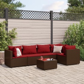 Garden furniture set, 6 pieces, with brown synthetic rattan cushions. by , Garden sets - Ref: Foro24-3308101, Price: 403,84 €...