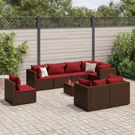 Garden furniture set 9 pieces with brown synthetic rattan cushions by , Garden sets - Ref: Foro24-3308205, Price: 521,12 €, D...