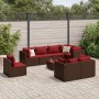 Set muebles de jardín 9 piezas y cojines ratán sintético marrón de , Conjuntos de jardín - Ref: Foro24-3308205, Precio: 520,7...