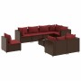 Set muebles de jardín 9 piezas y cojines ratán sintético marrón de , Conjuntos de jardín - Ref: Foro24-3308205, Precio: 520,7...