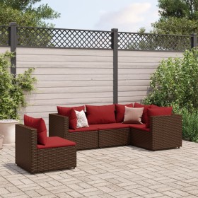 Gartenmöbel-Set, 5-teilig, mit braunen Kunststoff-Rattan-Kissen. von , Gartensets - Ref: Foro24-3308157, Preis: 376,49 €, Rab...