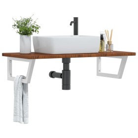 Wall-mounted steel and solid oak wood sink shelf by , bathroom vanities - Ref: Foro24-3302406, Price: 100,44 €, Discount: %