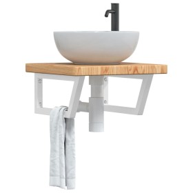 Wandwaschtischregal aus Stahl und massiver Eiche von , Badezimmerwaschtische - Ref: Foro24-3302410, Preis: 78,99 €, Rabatt: %