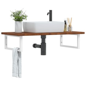 Wall-mounted steel and solid oak wood sink shelf by , bathroom vanities - Ref: Foro24-3302404, Price: 101,99 €, Discount: %