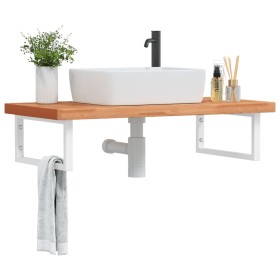 Wall-mounted sink shelf made of steel and solid beech wood by , bathroom vanities - Ref: Foro24-3302444, Price: 148,18 €, Dis...