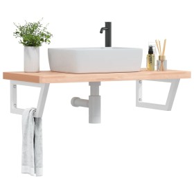 Estante de lavabo de pared de acero y madera maciza de haya de , Tocadores de baño - Ref: Foro24-3302438, Precio: 116,99 €, D...