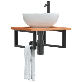 Wall-mounted sink shelf made of steel and solid beech wood by , bathroom vanities - Ref: Foro24-3302425, Price: 64,99 €, Disc...