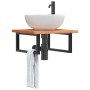 Wall-mounted sink shelf made of steel and solid beech wood by , bathroom vanities - Ref: Foro24-3302425, Price: 66,76 €, Disc...