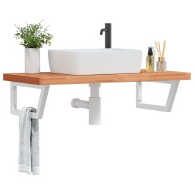 Wall-mounted sink shelf made of steel and solid beech wood by , bathroom vanities - Ref: Foro24-3302446, Price: 139,99 €, Dis...