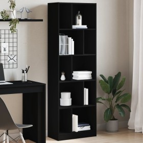 Estantería madera de ingeniería negro 57x28,5x174 cm de , Librerías y estanterías - Ref: Foro24-847990, Precio: 91,49 €, Desc...