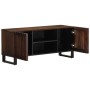 Solid mango wood TV stand in brown, 105x34x46 cm by , CD and DVD storage - Ref: Foro24-377438, Price: 119,21 €, Discount: %