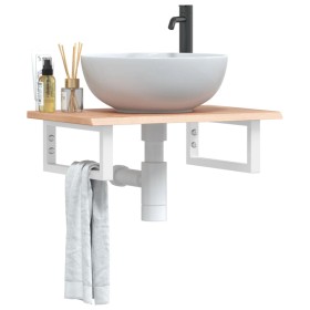 Wall-mounted steel and solid oak wood sink shelf by , bathroom vanities - Ref: Foro24-3302560, Price: 74,34 €, Discount: %