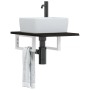 Wall-mounted steel and solid oak wood sink shelf by , bathroom vanities - Ref: Foro24-3302576, Price: 61,44 €, Discount: %