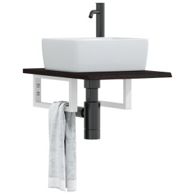 Estante de lavabo de pared de acero y madera maciza de roble de , Tocadores de baño - Ref: Foro24-3302576, Precio: 51,98 €, D...