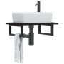 Wall-mounted steel and solid oak wood sink shelf by , bathroom vanities - Ref: Foro24-3302581, Price: 66,99 €, Discount: %