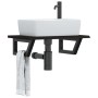 Estante de lavabo de pared de acero y madera maciza de roble de , Tocadores de baño - Ref: Foro24-3302583, Precio: 76,11 €, D...