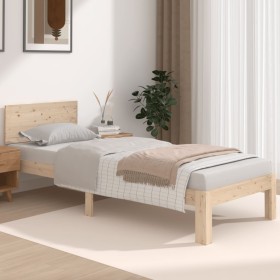 Estructura de cama madera maciza de pino 75x190 cm de vidaXL, Camas y somieres - Ref: Foro24-833099, Precio: 107,12 €, Descue...