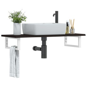 Wall-mounted steel and solid oak wood sink shelf by , bathroom vanities - Ref: Foro24-3302588, Price: 67,24 €, Discount: %