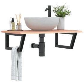 Wall-mounted steel and solid oak wood sink shelf by , bathroom vanities - Ref: Foro24-3302611, Price: 86,67 €, Discount: %