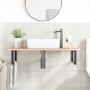 Wall-mounted steel and solid oak wood sink shelf by , bathroom vanities - Ref: Foro24-3302613, Price: 91,49 €, Discount: %