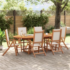 Folding garden chairs 6 pcs solid acacia wood textilene by , Garden chairs - Ref: Foro24-3279239, Price: 435,55 €, Discount: %