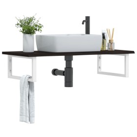 Wall-mounted steel and solid oak wood sink shelf by , bathroom vanities - Ref: Foro24-3302624, Price: 79,99 €, Discount: %