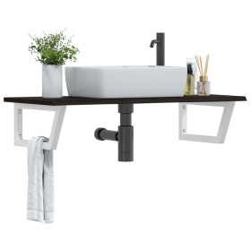 Estante de lavabo de pared de acero y madera maciza de roble de , Tocadores de baño - Ref: Foro24-3302626, Precio: 78,99 €, D...