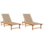 2 solid acacia wood sun loungers with taupe textilene. by , Loungers - Ref: Foro24-3279251, Price: 318,50 €, Discount: %