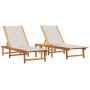 2 sun loungers with solid acacia wood table and gray textilene by , Loungers - Ref: Foro24-3279253, Price: 343,17 €, Discount: %